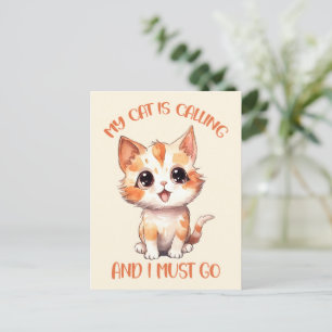 Postal Mi Gato Está Llamando A Un Gato Naranja.