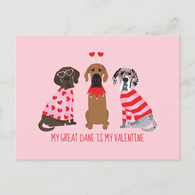 Postal Mi Gran Danés Es Mi Valentín (Anverso)