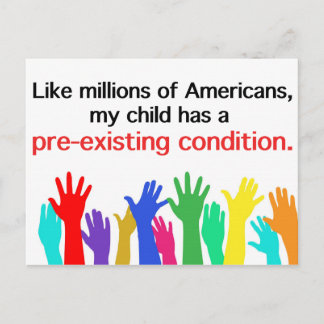 Postal Mi hijo tiene una condición preexistente. Salud