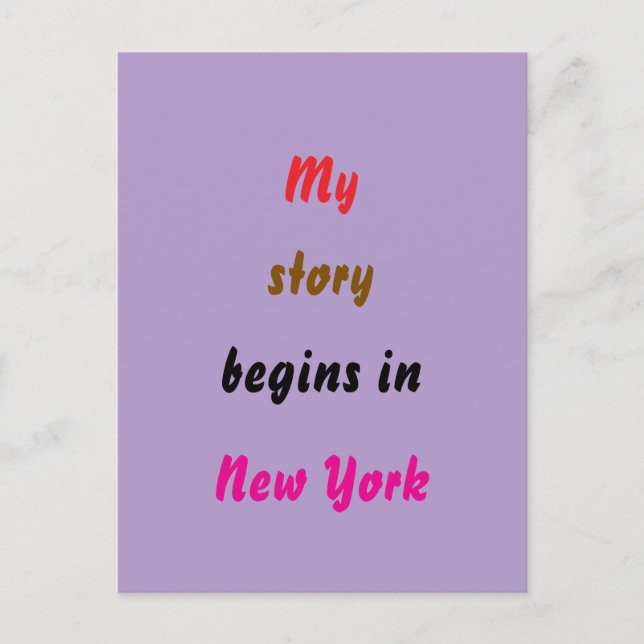 Postal Mi historia comienza en Nueva York (Anverso)