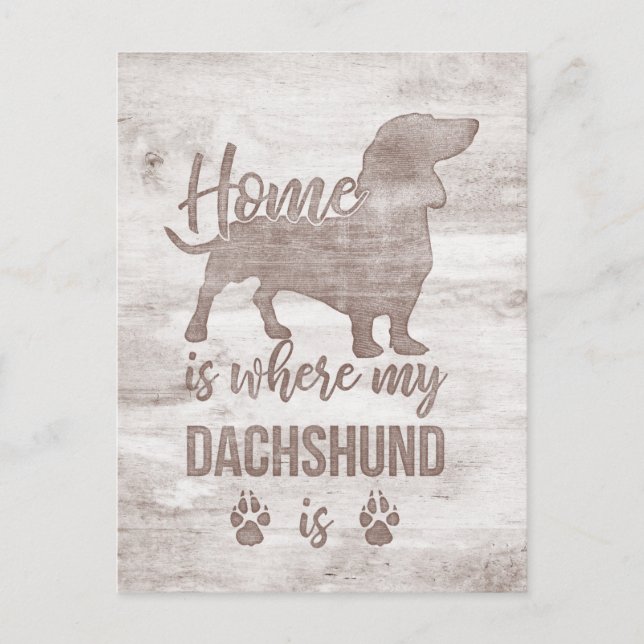 Postal Mi hogar es donde mi Dachshund es Doxie Teckel Lov (Anverso)