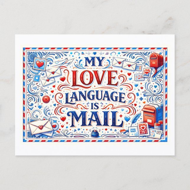 Postal "Mi lenguaje del amor es el correo" (Anverso)