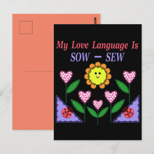 Postal Mi lenguaje del amor es sembrar - coser