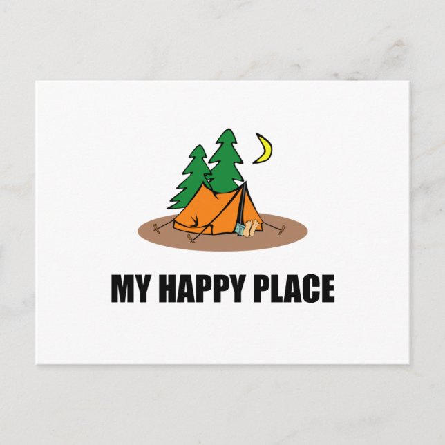 Postal Mi lugar feliz Tienda de campaña (Anverso)