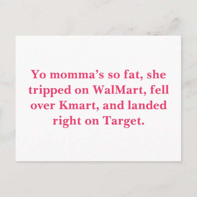 Postal Mi mamá es tan gorda, se tropezó con WalMart, se c (Anverso)