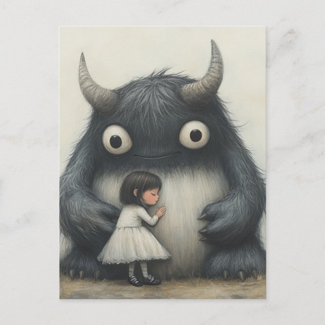 Postal Mi mejor amigo, niño y monstruo (Anverso)