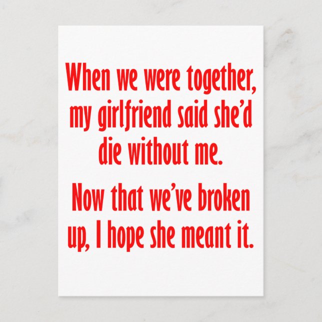 Postal Mi novia dijo que moriría sin mí (Anverso)