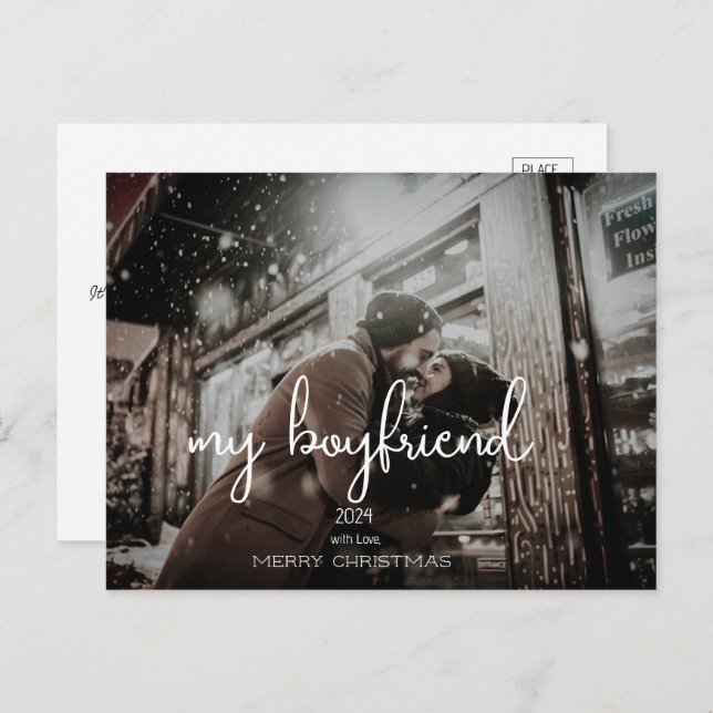 Postal Mi novio, Feliz Navidad, Deseos de Navidad (Anverso / Reverso)