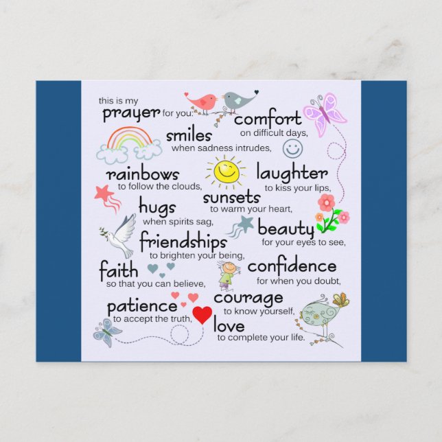 Postal Mi Oración Por Ti | Azul clásico (Anverso)