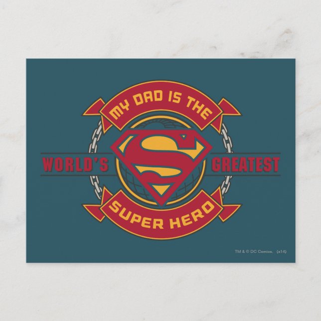 Postal Mi papá es el superhéroe más grande del mundo (Anverso)