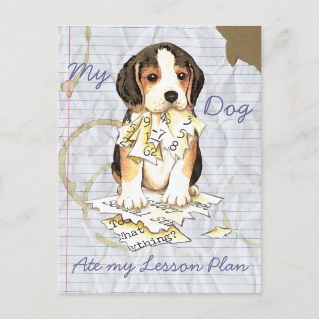 Postal Mi plan de clases Beagle Ate My Lesage (Anverso)