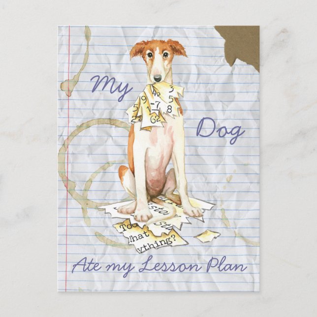 Postal Mi plan de clases de Borzoi Ate My Lesage (Anverso)