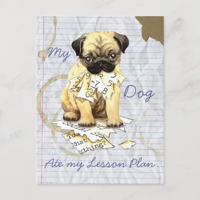 Postal Mi plan de clases de pug Ate (Anverso)