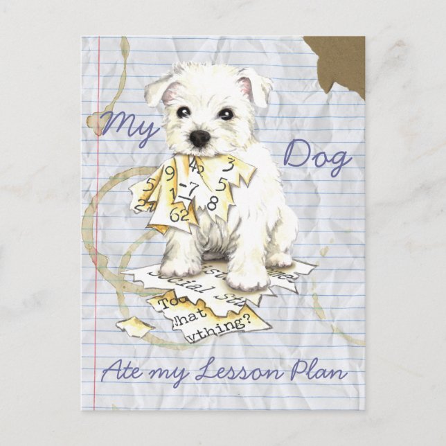 Postal Mi plan de clases de Westie Ate (Anverso)