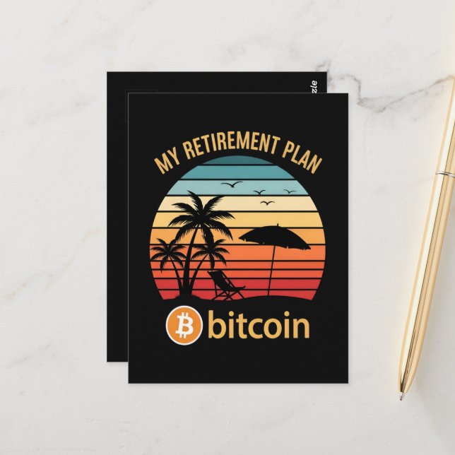 Postal Mi Plan de Jubilación Bitcoin Playa Atardecer (Anverso/Reverso In Situ)
