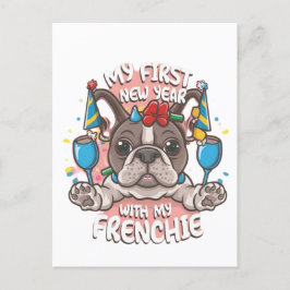 Postal Mi primer año nuevo con mi Bulldog francés