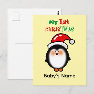 Postal Mi Primer Navidad Pingüino Adorable