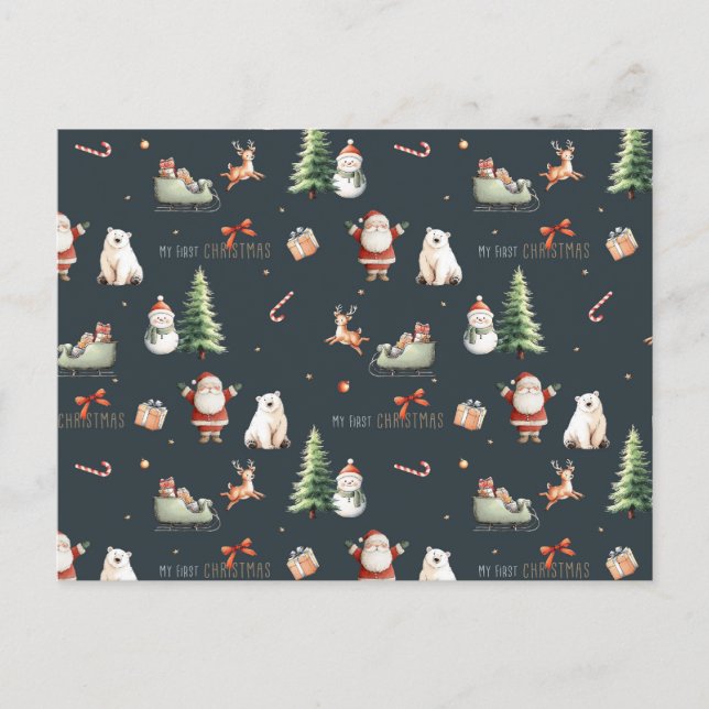 Postal Mi primer regalo de Navidad Santa (Anverso)
