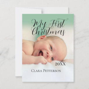 Postal Mi primera foto de bebé navideña añada nombre año 