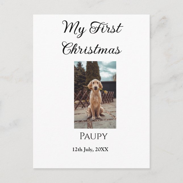 Postal Mi primera Navidad añadir mascota nombre gato año  (Anverso)