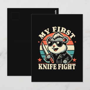 Postal Mi primera pelea con cuchillo - Hamster genial