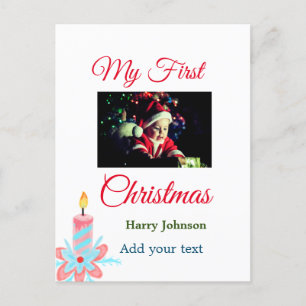 Postal Mi primera vela navideña agrega el nombre de la fo