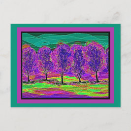 Postal Mi propio computador Arte Árboles Púrpura