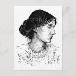 Postal Mi propio dibujo de tinta de 2004 Virgina Woolf