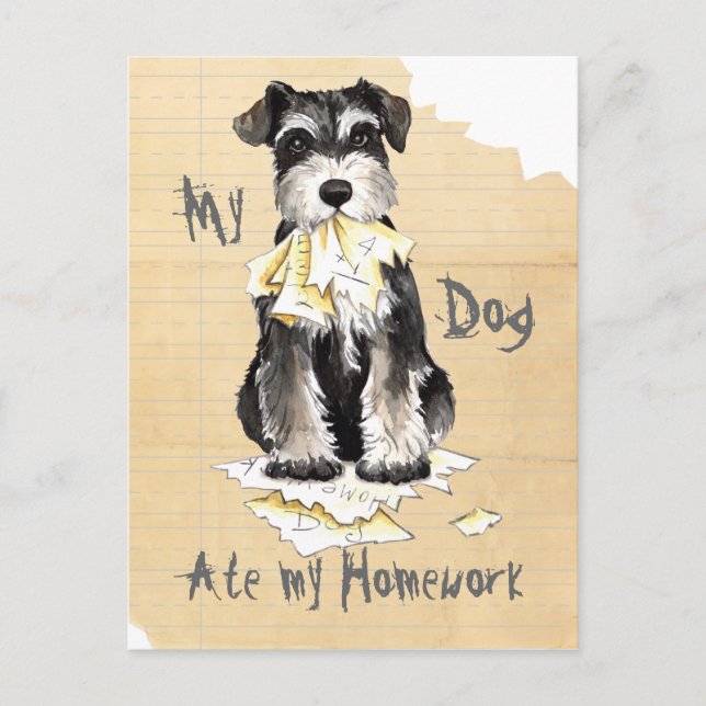Postal Mi Schnauzer en miniatura comió mi hogar (Anverso)