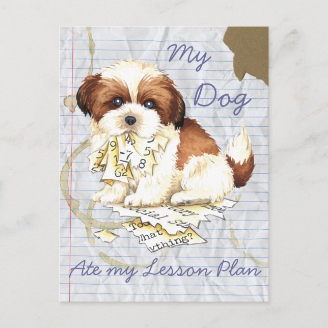 Postal Mi Shih Tzu comió mi plan de clases (Anverso)