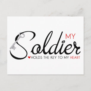 Postal Mi soldado sostiene la llave de mi corazón