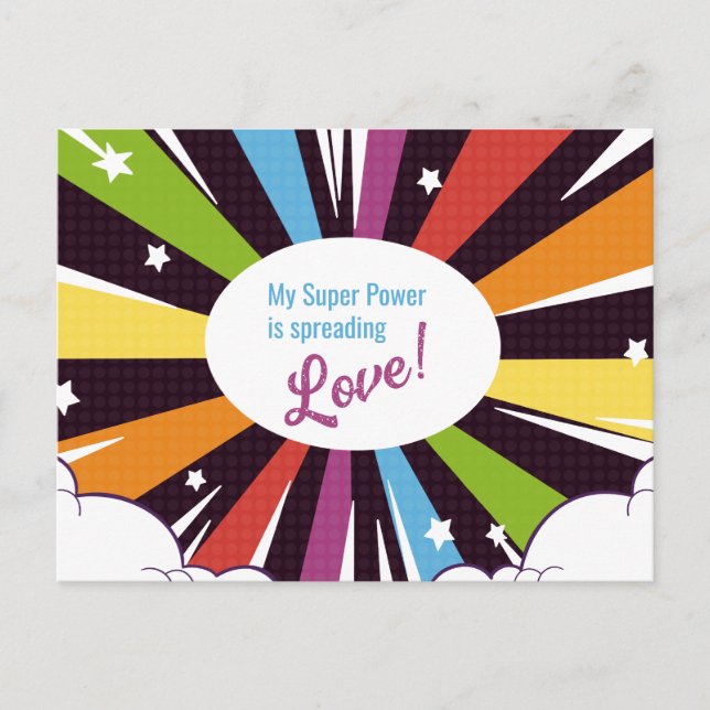 Postal Mi superpoder está esparciendo amor. (Anverso)