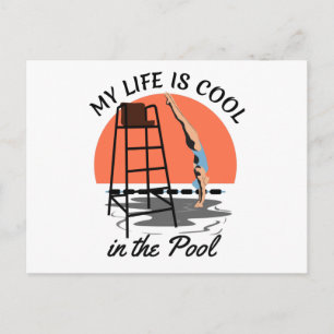 Postal Mi vida es genial en la piscina - Diseño de nataci