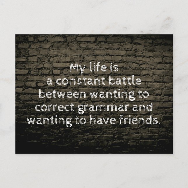 Postal Mi vida es un chiste de batalla constante negro (Anverso)