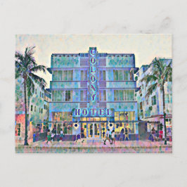 Postal Miami Beach Art Deco Hotel Pintura 2