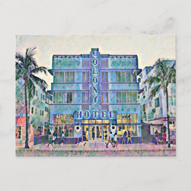 Postal Miami Beach Art Deco Hotel Pintura 2 (Anverso)