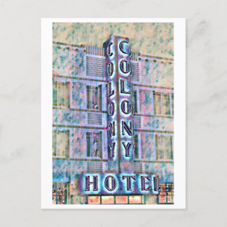 Postal Miami Beach Art Deco Hotel Pintura 3