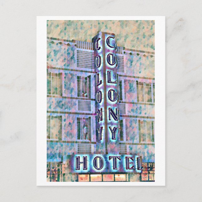 Postal Miami Beach Art Deco Hotel Pintura 3 (Anverso)