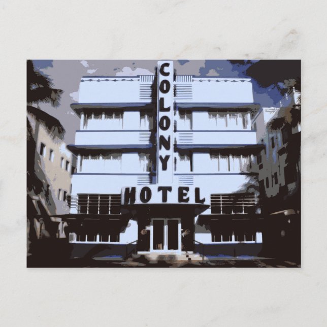 Postal Miami Beach Art Deco Hotels a la mañana (Anverso)