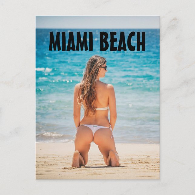 POSTAL MIAMI BEACH CHICA BIKINI FLORIDA POSTCARDS (Anverso)