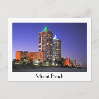 Postal Miami Beach con las torres de diamantes azules y v