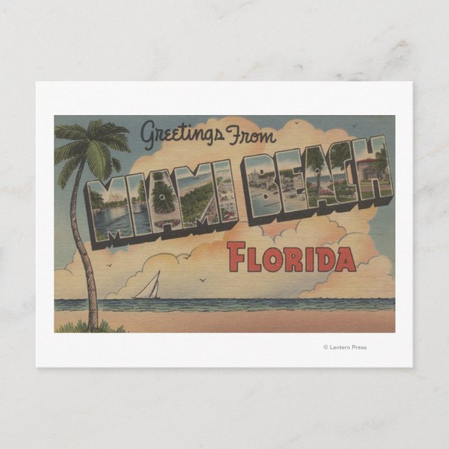 Postal Miami Beach, Florida - Grandes Escenas de letras (Anverso)