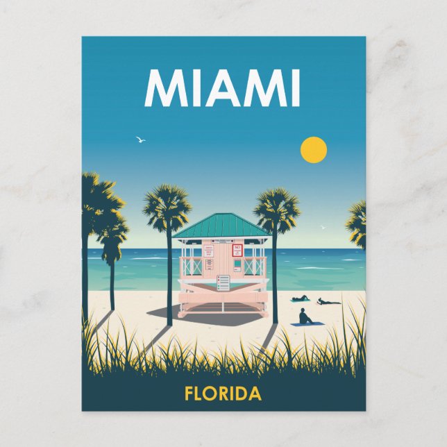 Postal Miami Beach Florida Vintage Travel (Anverso)