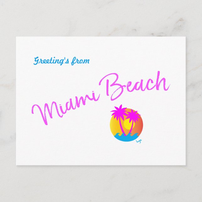 Postal Miami-Beach-logo-palmeras-solares-rosadas (Anverso)