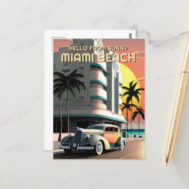 Postal Miami Beach Ocean Drive Sunset de los años 30
