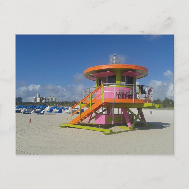 Postal Miami Beach Salvavidas Patrulla de Playa #01 (Anverso)