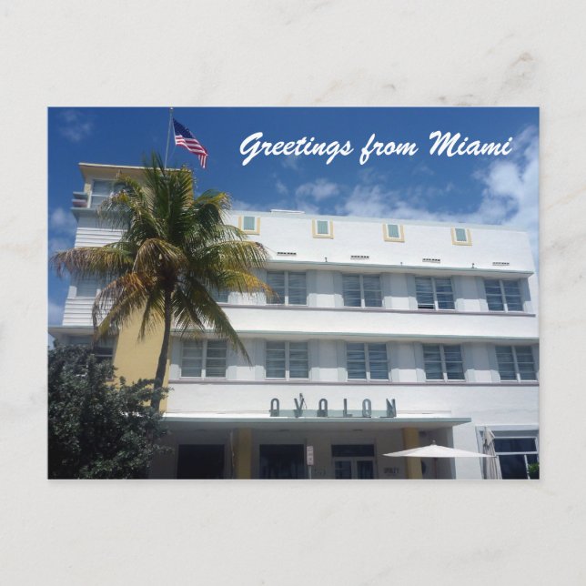 Postal miami de saludos de hotel (Anverso)