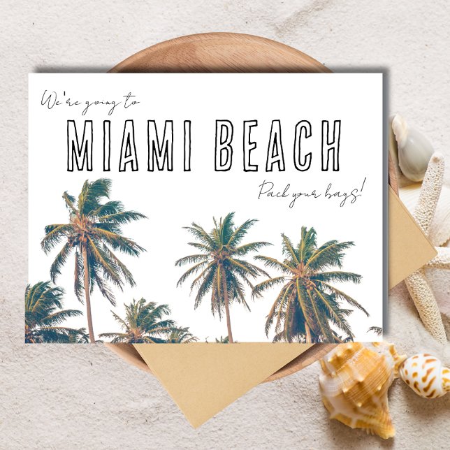 Postal Miami Florida Beach Wedding Save the Date (Miami Florida Beach Wedding Save the Date Postcard)