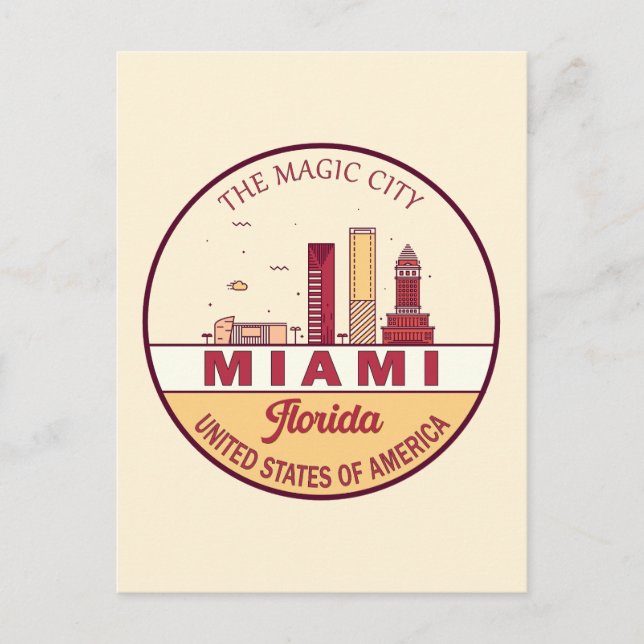Postal Miami Florida City Skyline Emblem (Anverso)