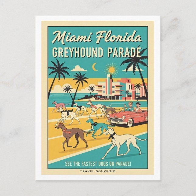 Postal Miami, Florida – Desfile Greyhound (Anverso)